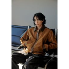 切替合皮ブルゾン