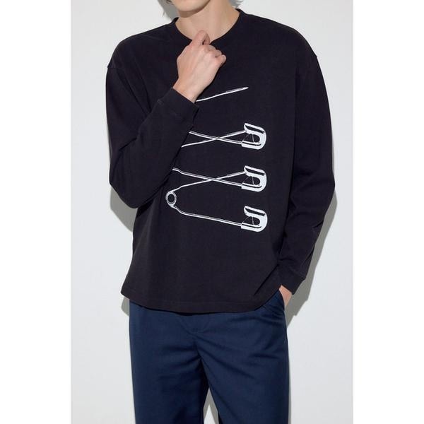 [�}���C]SAFETY PIN����T�V���c/�A�Y�[���o�C�}�E�W�[�iAZUL BY MOUSSY�j BLK