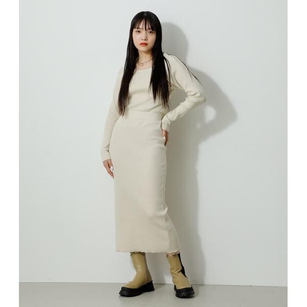 IRREGULAR NECK RIB KNIT OP | アズールバイマウジー(AZUL BY MOUSSY