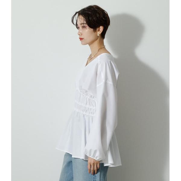 SHIRRING V／N BLOUSE | アズールバイマウジー(AZUL BY MOUSSY 
