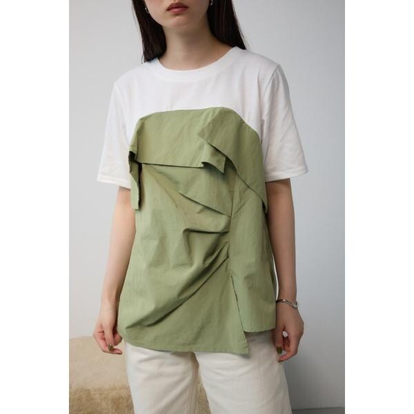 新品未使用　ノーク　コットンリブ半袖Tシャツ ノーク N.O.R.C コットンリブ半袖トップス （オフ