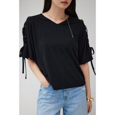 ショルダーレースアップカットトップス