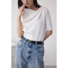 ドレープデザイン5分袖リブニット