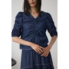 フロントギャザースリーブブラウス