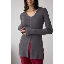 Vネックリブニットカーディガン