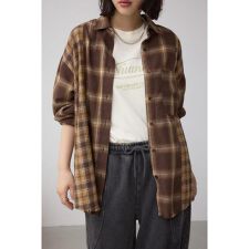 切替デザインチェックシャツ