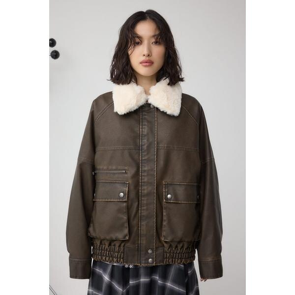 ビンテージフェイクレザーシングルブルゾン | アズールバイマウジー