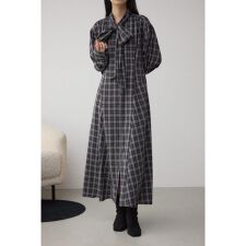 チェックボウタイワンピース