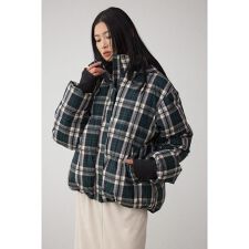 B-HEAT フード付き中綿チェックジャケット