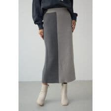 バイカラーIラインニットスカート