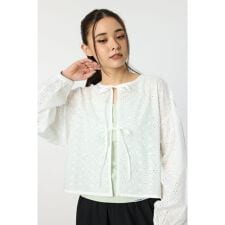 ノーカラーレースカーディガン