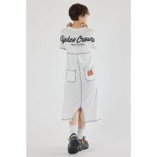 配色ステッチニットコンビワンピース