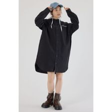 フード付きロゴシャツワンピース