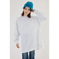 カラーステッチレイヤードワンピース