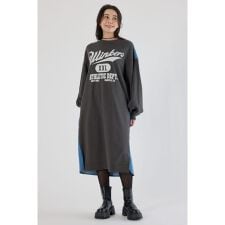 デニム切替スウェットワンピース