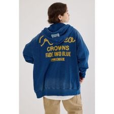 インディゴ裏毛ビッグジップパーカー