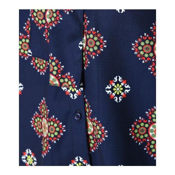 肩あき ダマスク柄 格安 価格でご提供いたします フラワーシャツ ロデオクラウンズ ワイドボウル