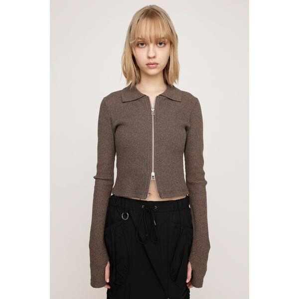 トップス n SLY（スライ） tシャツ FRONT ZIP CUT RIB TOPS フロント ジップ
