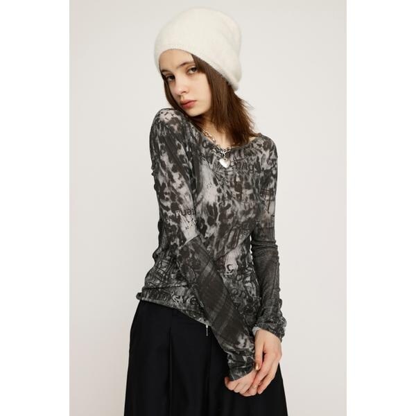 SLY BLURRING LEOPARD CUT トップス SLY BLURRING LEOPARD CUT トップス M/BLU7 -ファッション通販