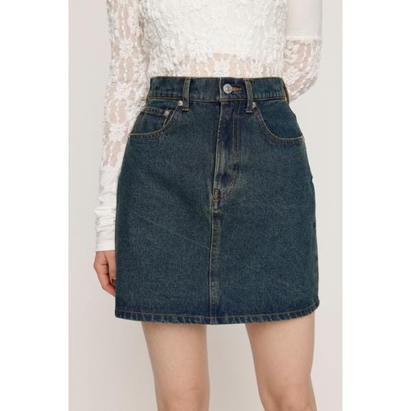 SLY L／W PRINT CHECK PLEATS ミドルスカートスライ