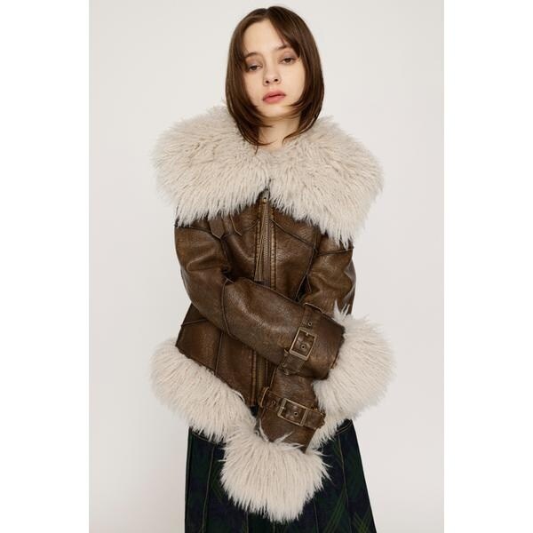F／FUR FRONT HOOK コート　sly スライ　ファーコート　ブラウン F／FUR FRONT HOOK コートsly スライファーコートブラウン