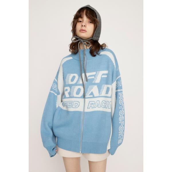 SLY◆LOGO JQ ZIP UP/カーディガン(厚手)/FREE/アクリル/BLK/030HAA70-1521// SLY | ZIP UP JQ LOGO トップス (ニット ) |SHEL'TTER WEBSTORE