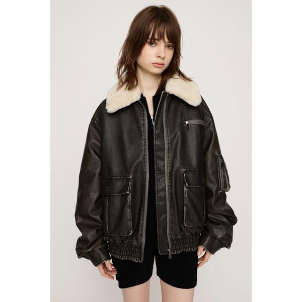 スライ レザージャケットSLY VINTAGE ／LEATHER CROP BZ VINTAGE F/LEATHER CROP BZ ヴィンテージ フェイクレザー