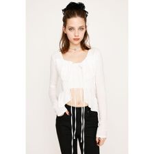 SQUARE NECK RIBBON トップス