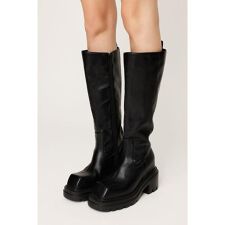 スライ(SLY)の【SNSで話題の美脚チートブーツ！】SQUARE TOE KNEE ブーツ