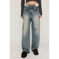 LAYERED STRAIGHT DENIM パンツ