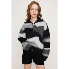 FRONT ZIP MARBLE KNIT トップス