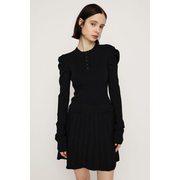 [�}���C]TUCK SLEEVE FLARE KNIT 2P/�X���C�iSLY�j BLK
