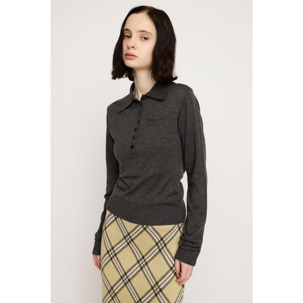 [�}���C]HG KNIT POLO �g�b�v�X/�X���C�iSLY�j T.GRY