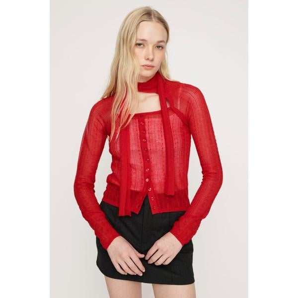 [�}���C]TIE RIBBON KNIT �g�b�v�X/�X���C�iSLY�j RED