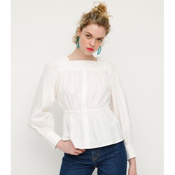 cotton volume gather blouse ホワイト Cotton Gather Blouse - White – MY MUM MADE IT