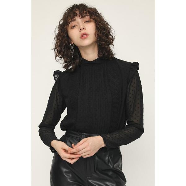 SLY PUFF SLEEVE LACE TOPS パフスリーブレース トップス SLY コットン