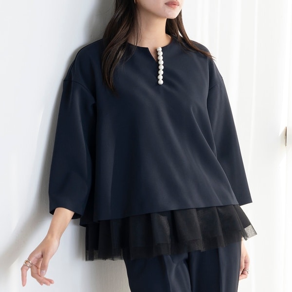 ダブルクロスチュールレイヤードブラウス | エウクレイド(EUCLAID