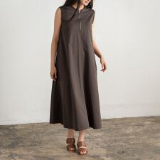 ハーフジップ撥水ワンピース