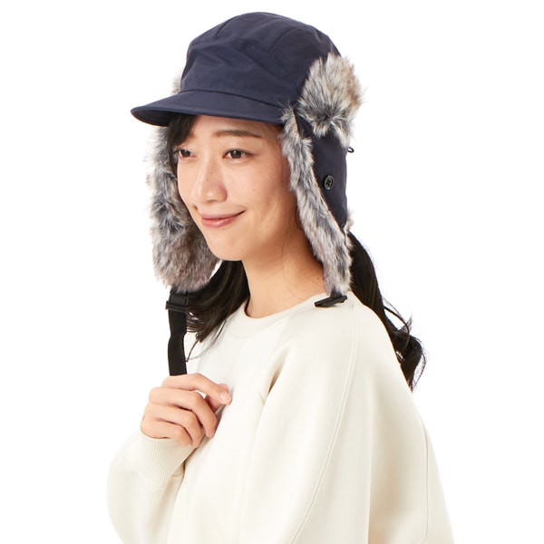 帽子 (ファー・毛皮（フェイク含む）、青色・ネイビー・ブルー系) の