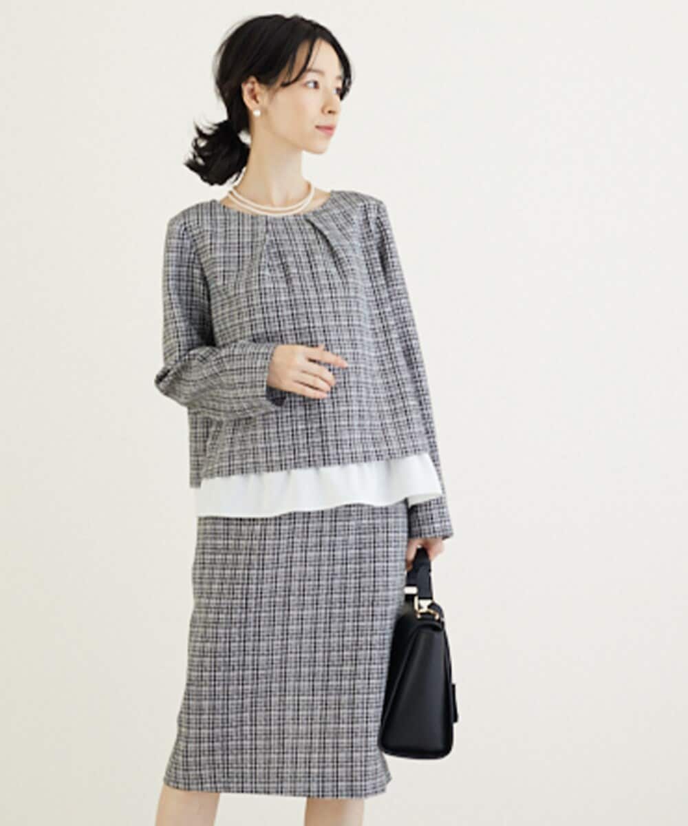 リブルーム（Rebloom）/【セレモニースーツセットアップ/手洗い可能】ツイードトップス＆スカート 2点セット セレモニースーツセットアップ/手洗い可能】ツイードトップス