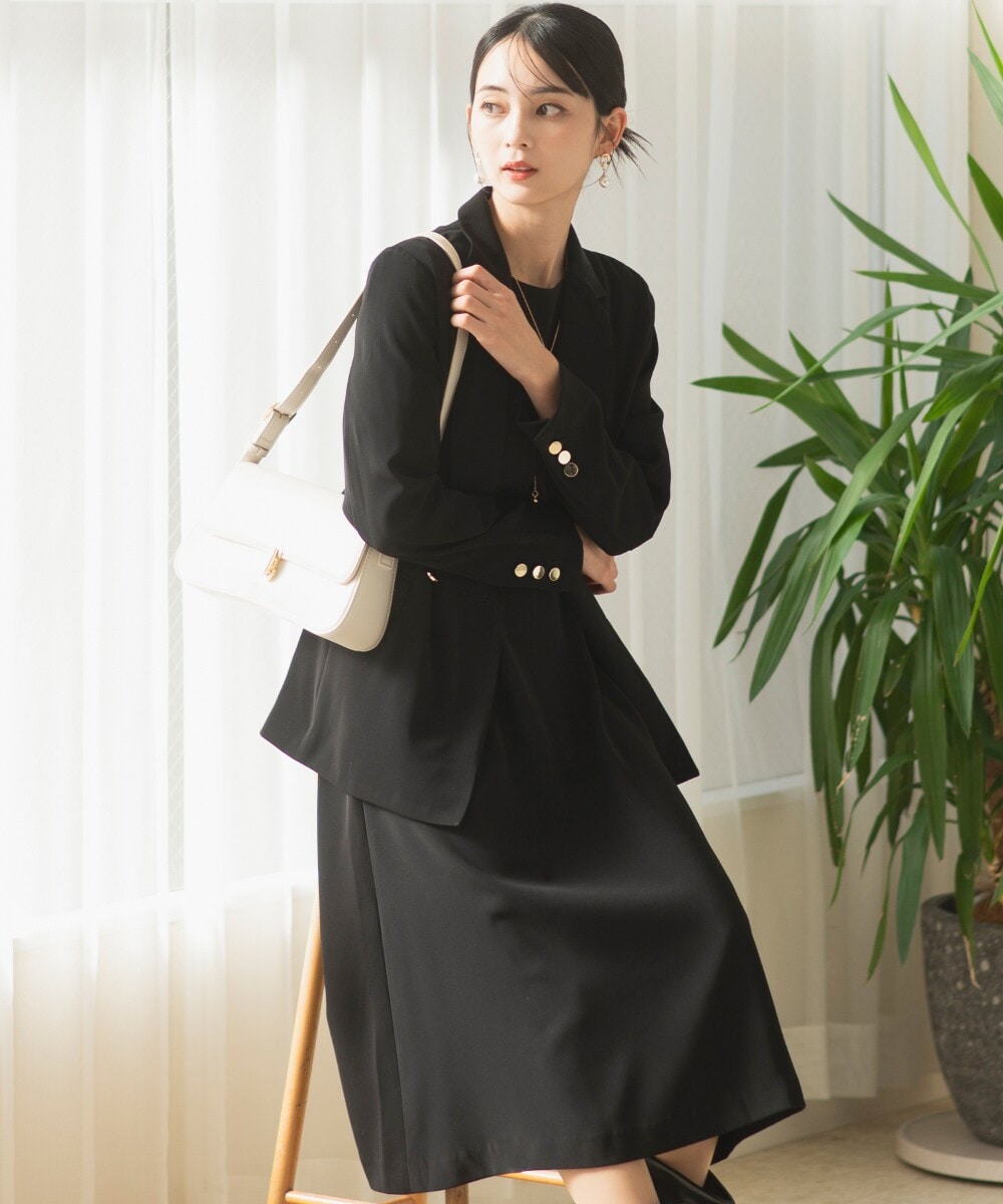 ルイルエブティック RUIRUE BOUTIQUE 【洗える】フレンチシック パンツセットアップ （ブラック） ルイルエブティック RUIRUE BOUTIQUE 【洗える】フレンチシック