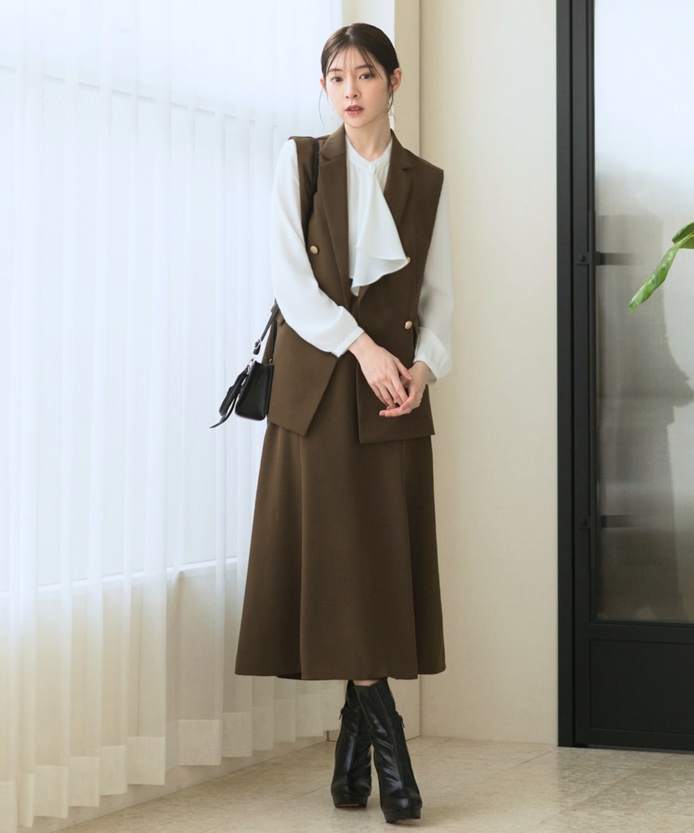 セレン（CELEN）/2025SS新作【洗濯機洗い/トールサイズ】ジョーゼットカセットジレ・スカートセットアップ 2025SS新作【洗濯機洗い/トールサイズ】ジョーゼットカセットジレ