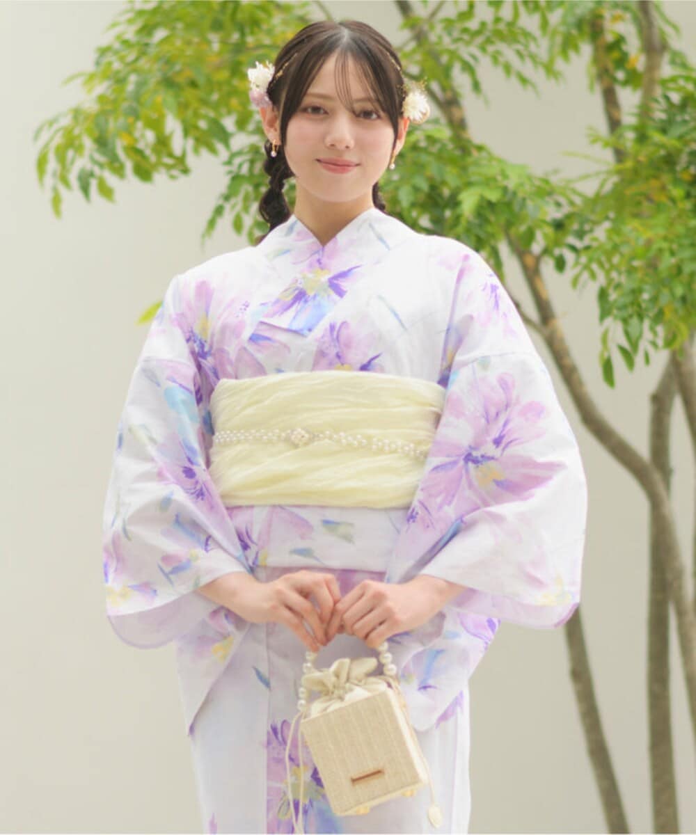 CELEN 浴衣 兵児帯 みやび向日葵 下駄付き浴衣5点セット みやび向日葵 (浴衣 兵児帯 腰紐2本 下駄