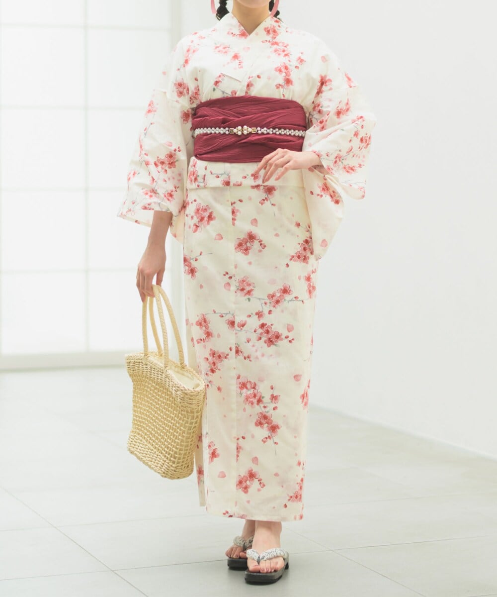 浴衣4点セット 桜霞みやび (浴衣 兵児帯 腰紐2本) | セレン(CELEN