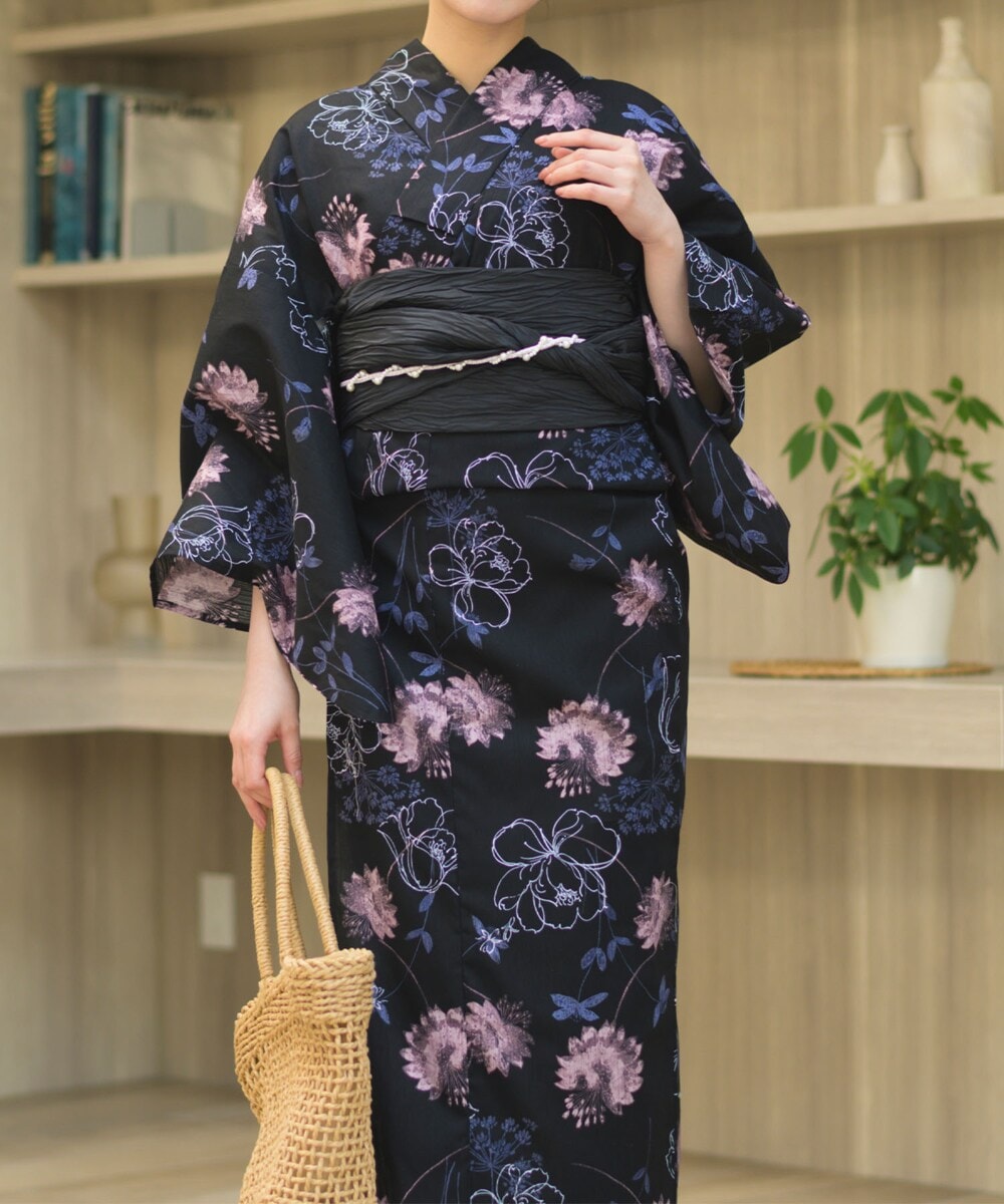 浴衣4点セット みやび向日葵 (浴衣 兵児帯 腰紐2本) | セレン(CELEN