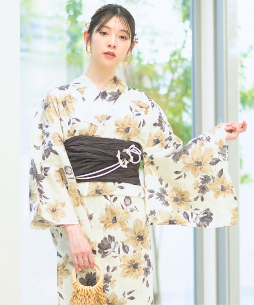 浴衣4点セット 色香花 (浴衣 兵児帯 腰紐2本) | セレン(CELEN