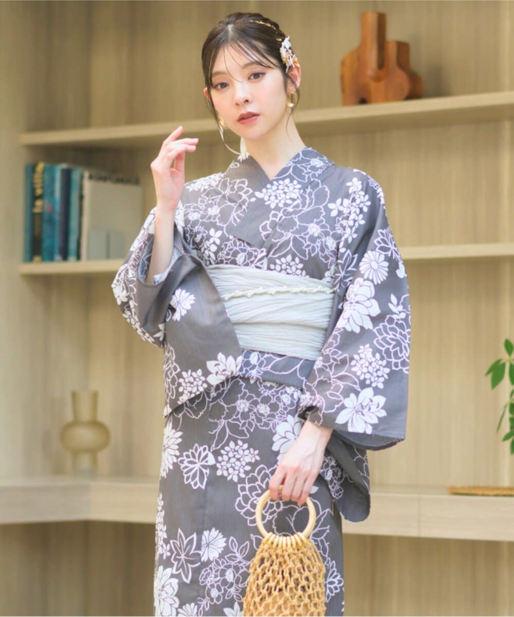 浴衣4点セット みやび向日葵 (浴衣 兵児帯 腰紐2本) | セレン