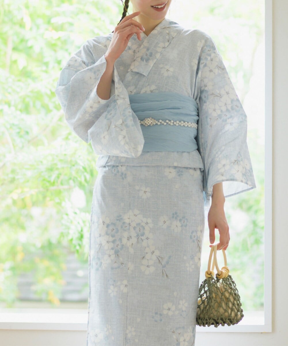 浴衣4点セット 桜霞みやび (浴衣 兵児帯 腰紐2本) | セレン(CELEN