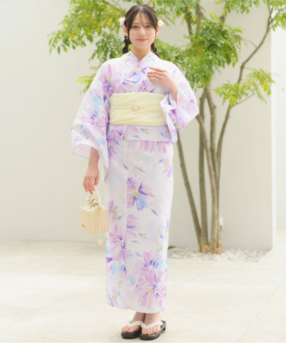 浴衣　下駄付き5点セット　CELEN 下駄つき浴衣5点セット 色香花 (浴衣 兵児帯 腰紐2本 下駄