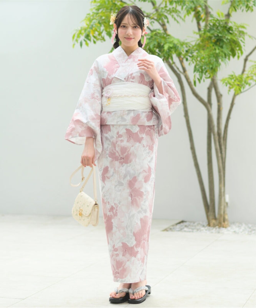 浴衣　下駄付き5点セット　CELEN 下駄つき浴衣5点セット 色香花 (浴衣 兵児帯 腰紐2本 下駄
